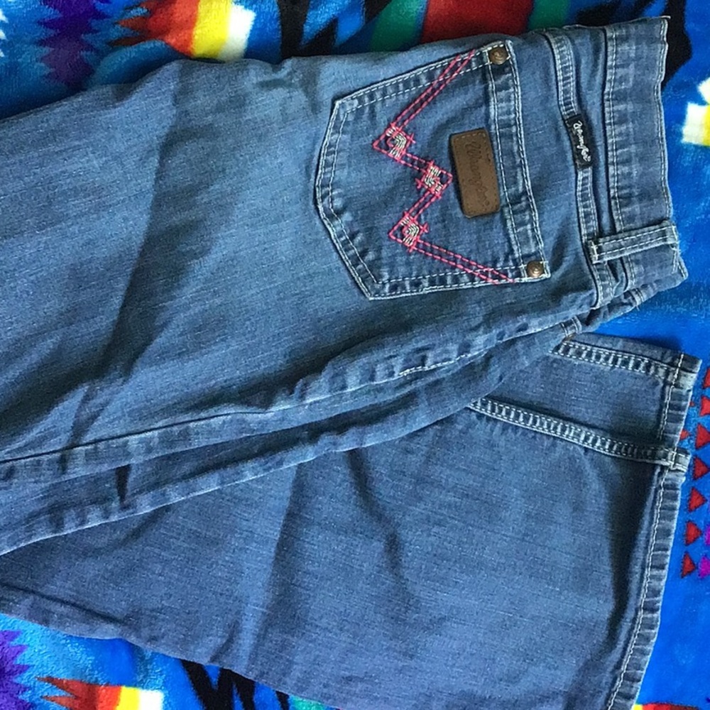 These are size 12 bootcut Wrangler jeans.